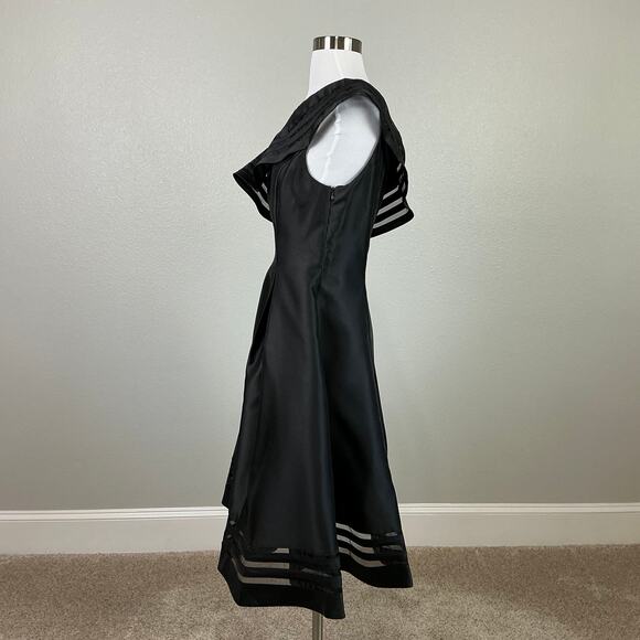 Adrianna Papell One Shoulder Ruffled A-Line Midi Cocktail Dress Black Size 8 - Picture 5 of 13